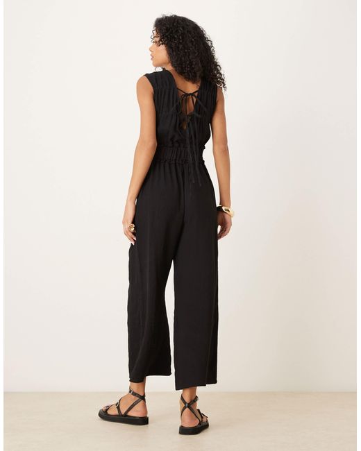 ASOS Natural Double Cloth Gathered Bust Jumpsuit