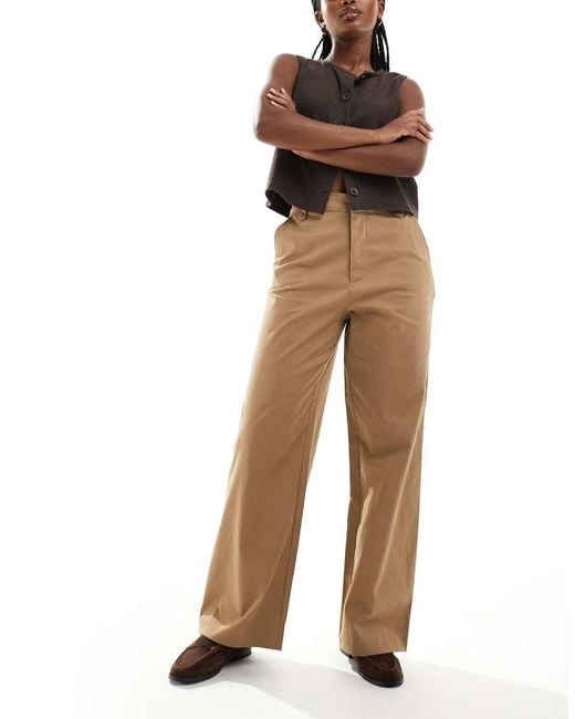 ONLY Chino Met Hoge Taille En Wijde Pijpen in het Natural