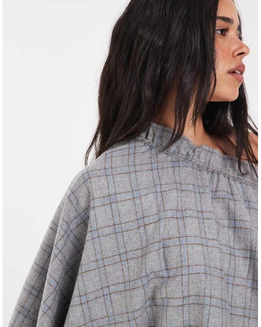 Muse Assembly Gray Ruffle Cape Frances Top