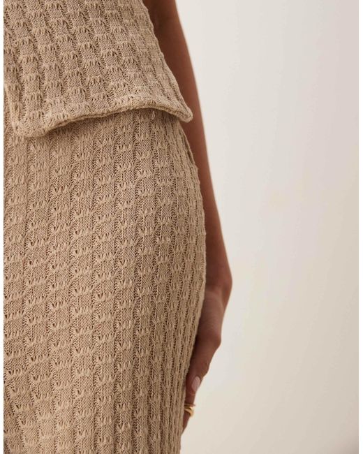 ASOS Natural Co-ord Semi Sheer Knit Wide Leg Trouser