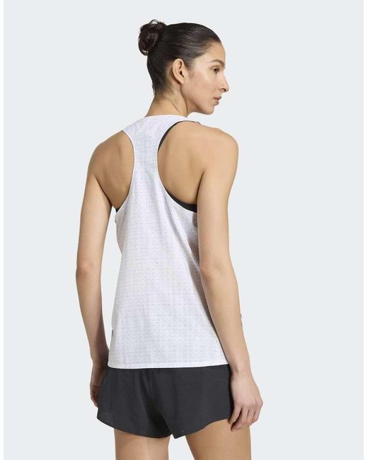 Adidas Originals White Adizero Running Singlet