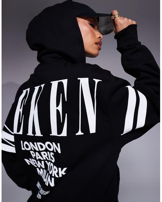 ASOS Black Weekend Collective Oversized Hoodie With Stacked Back Logo