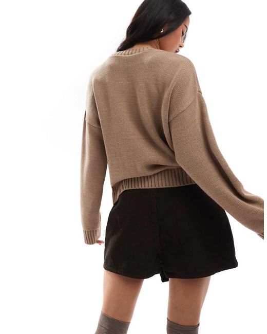 Miss Selfridge Brown Chocolate Wrap Detail Cord Skort