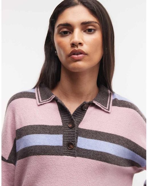 Daisy Street Multicolor Knit Polo Sweater