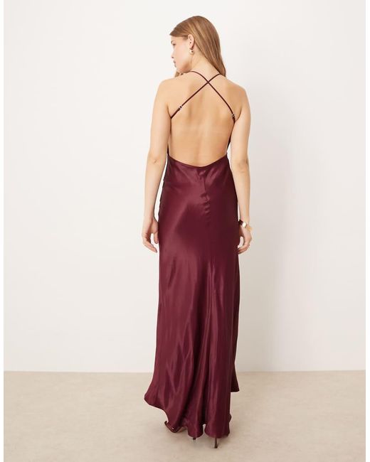 ASOS Pink Satin Seam Detail Maxi Dress
