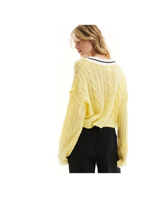 ASOS Yellow Knitted Clean Cable Cardigan
