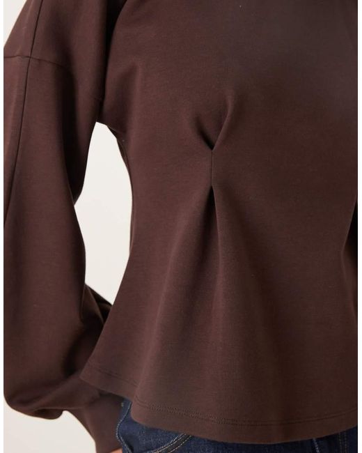 ASOS Brown Interlock Sweat With Peplum Waist