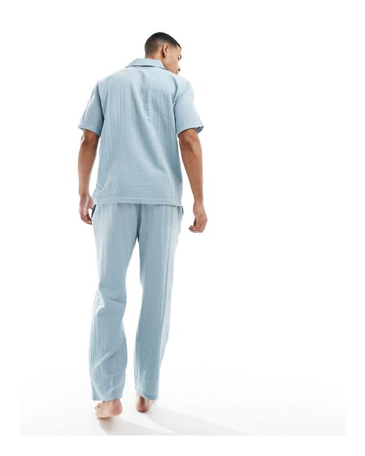 Pure - pantaloni del pigiama azzurri testurizzati di Calvin Klein in Blue da Uomo