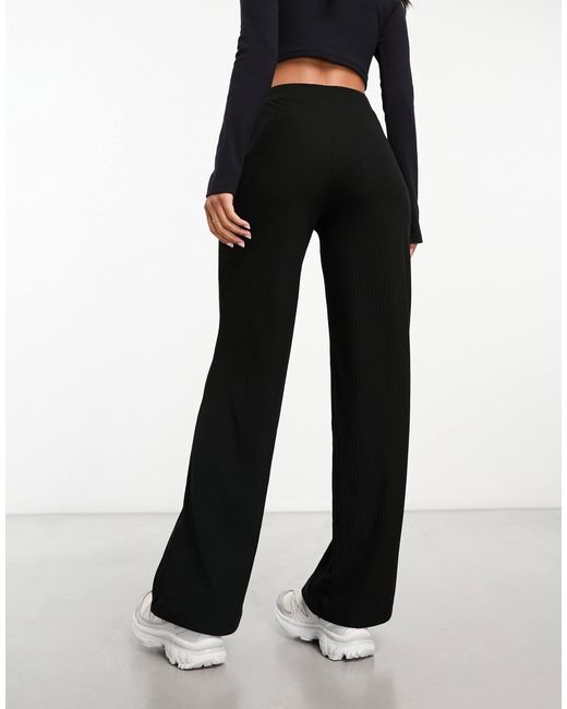 ONLY Black Wide Leg Ribbed Trouser
