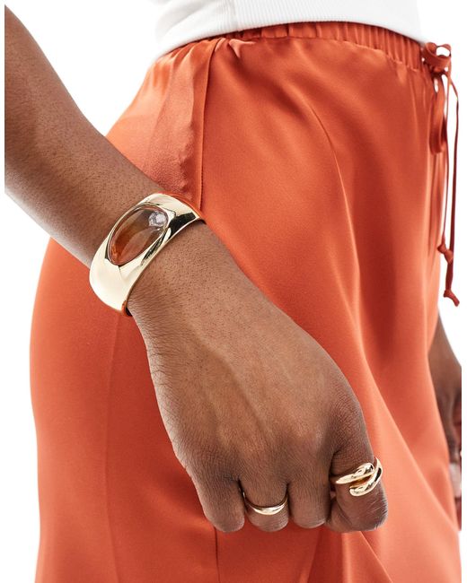 & Other Stories Orange Cuff With Embedded Faux Stone