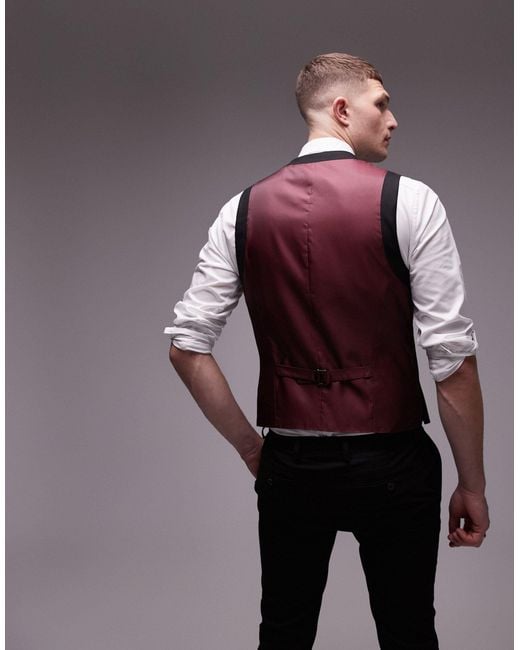Topman Gray Textured Suit Vest for men