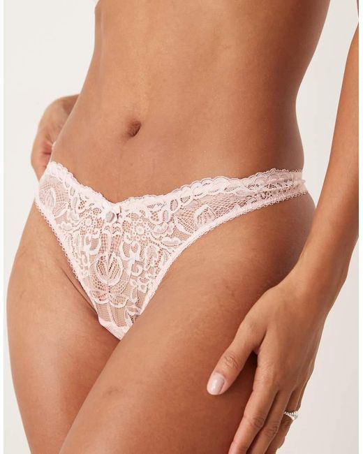 Boux Avenue Pink Billie Floral Lace Scallop Edge Thong