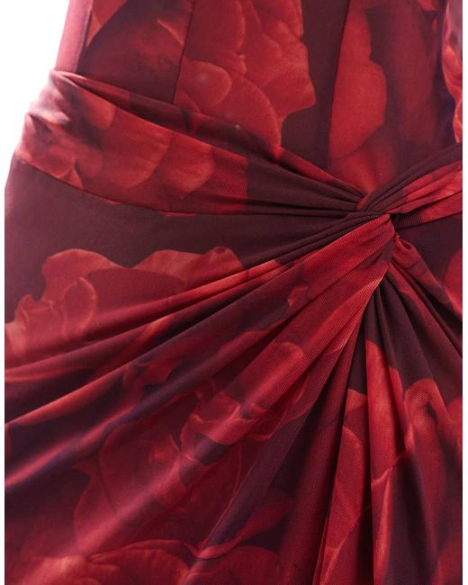 Forever New Red Sheer Corset Maxi Dress