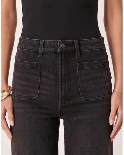 Vaqueros Negros De Pernera Ancha Y Talle Alto Con Bolsillos Delanteros De Asos Design Tall ASOS de color Black