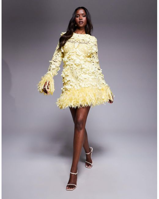 ASOS Yellow – minikleid mit lochmuster