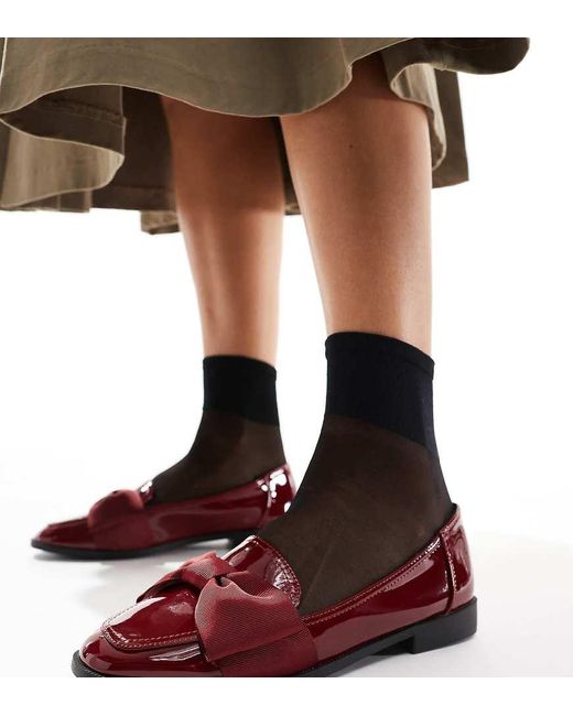 ASOS Red Mentor Bow Loafer Flat Shoes