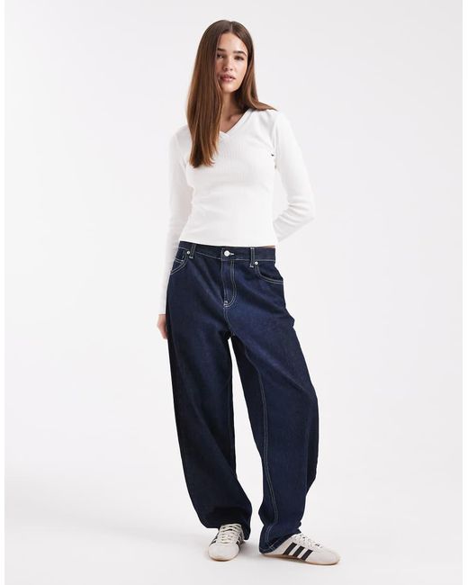 ASOS White High V-neck Long Sleeve Tee
