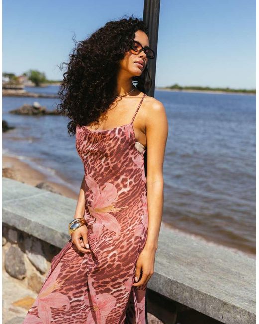 Aray Pink Sheer Maxi Beach Dress