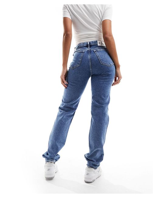 Calvin Klein Blue Slim Straight Cut Out Jeans