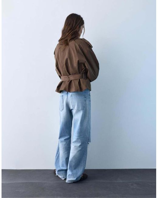 Pull&Bear Brown Short Trench Coat