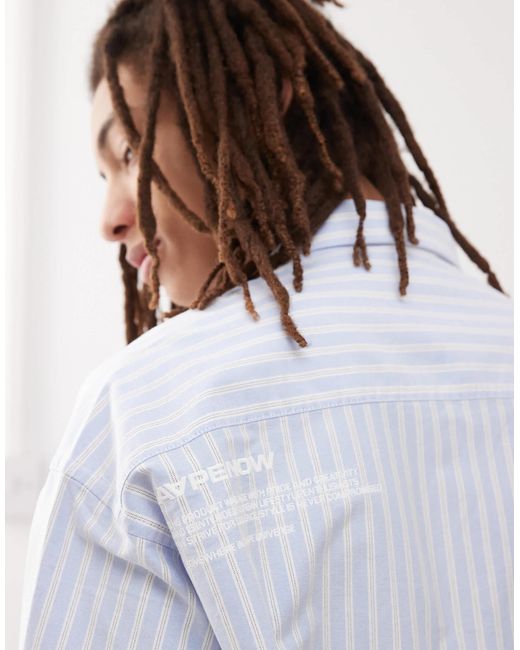 Aape By A Bathing Ape Blue Aape By A Bathing Ape Long Sleeve Stripe Shirt for men