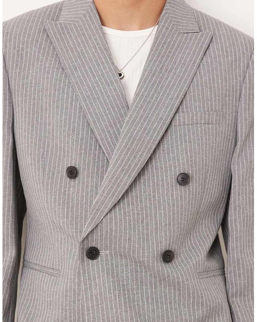 ASOS Double Breasted Colbert Met Slim-Fit Pasvorm in het Gray voor heren