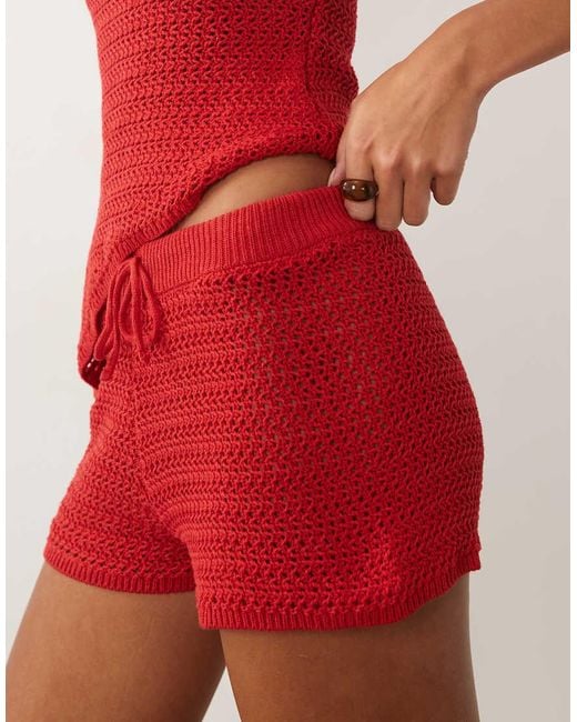 ASOS Red Crochet Short Co Ord