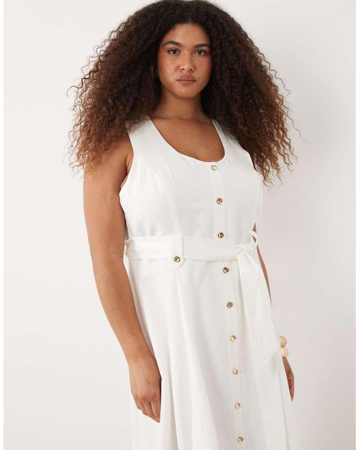 Forever New Purple Button Down Cotton Midi Dress