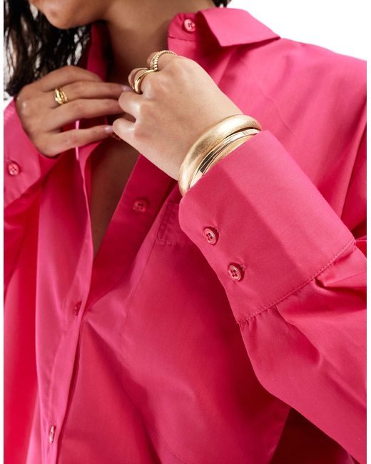 Camisa oxford rosa luminoso ASOS de color Pink