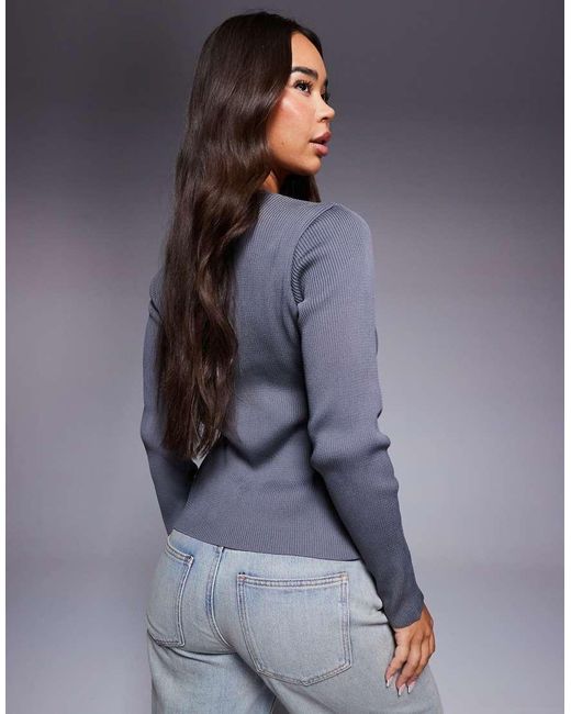 ASOS Gray Neat Fit Cardigan With Split Front