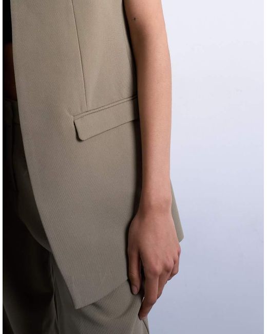 TOPSHOP Gray Throw-on Sleeveless Blazer
