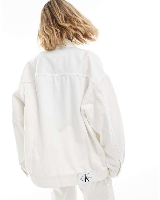 Calvin Klein White Co-Ord Oversized Workwear Denim Jacket