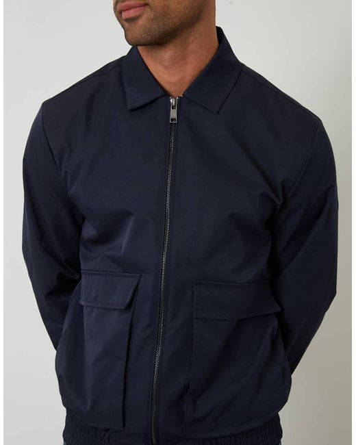 Threadbare Blue Showerproof Lightweight Patch Pocket Zip Up Jacket for men