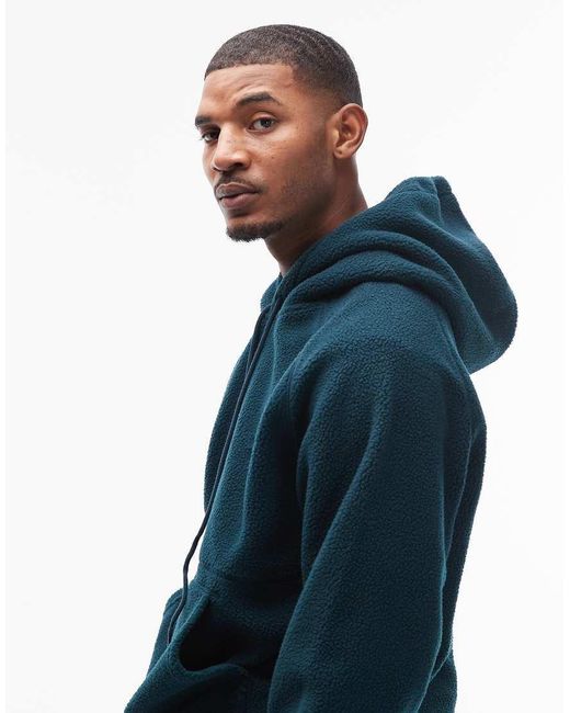 Carhartt Blue Helix Fleece Oversized Pullover Hoodie for men