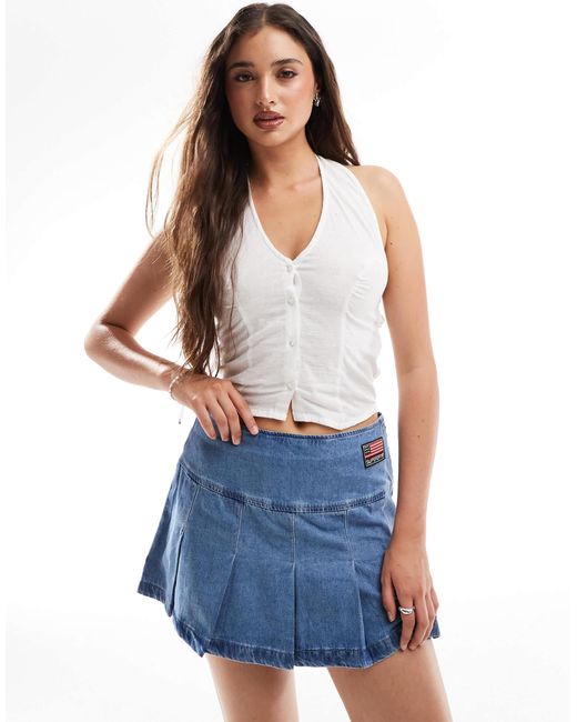 Superdry Blue – mini-faltenrock