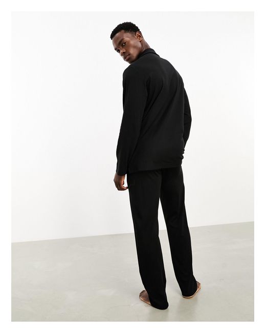 Calvin Klein Black Ck Button Down Sleep Shirt And Trouser Pyjama Set for men