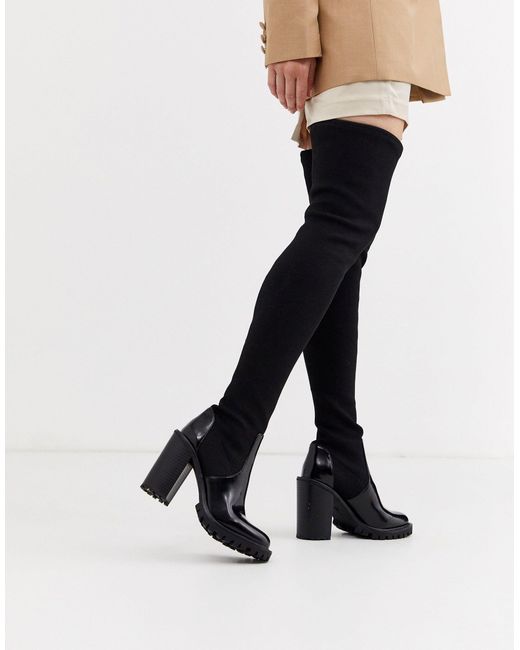 ASOS Black Karina Chunky Thigh High Boots