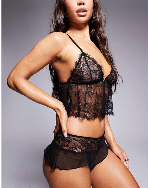 River Island Black Lace Cami Set