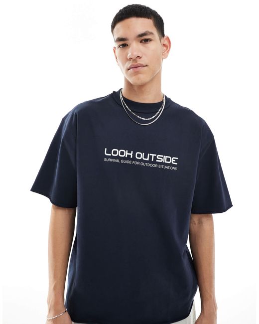Pull&Bear – t-shirt in Blue für Herren