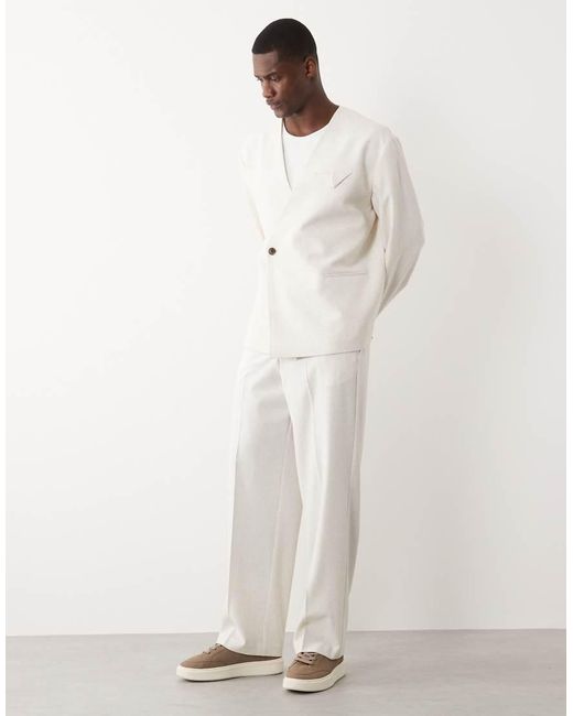 ASOS White Boxy Collarless Suit Jacket for men