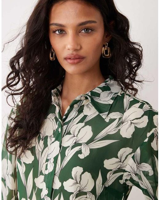 Aware Green Long Sleeve Maxi Shirt Dress