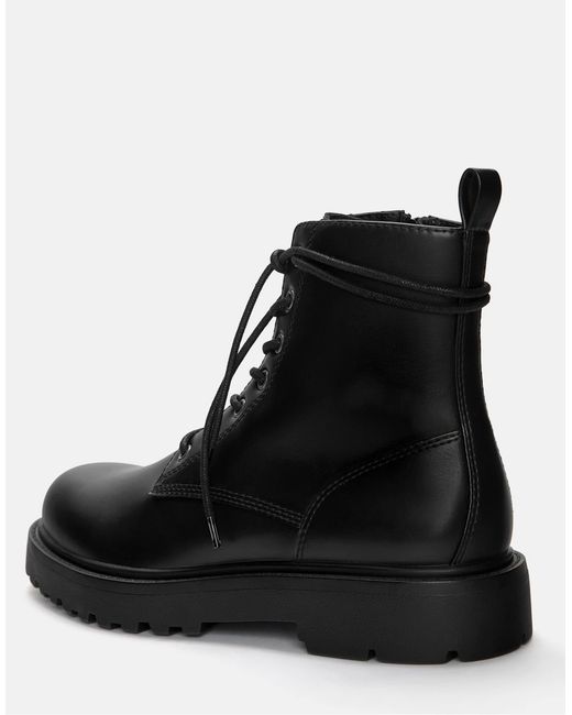 Pull&Bear – flache schnürstiefel in Black für Herren