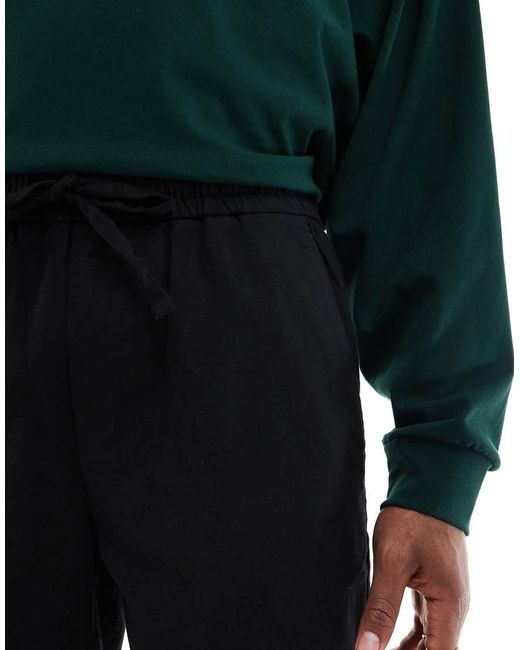 Only & Sons Green Linen Mix Tie Waist Shorts for men