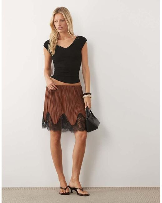 ASOS Brown Mix & Match Plisse Mini Skirt