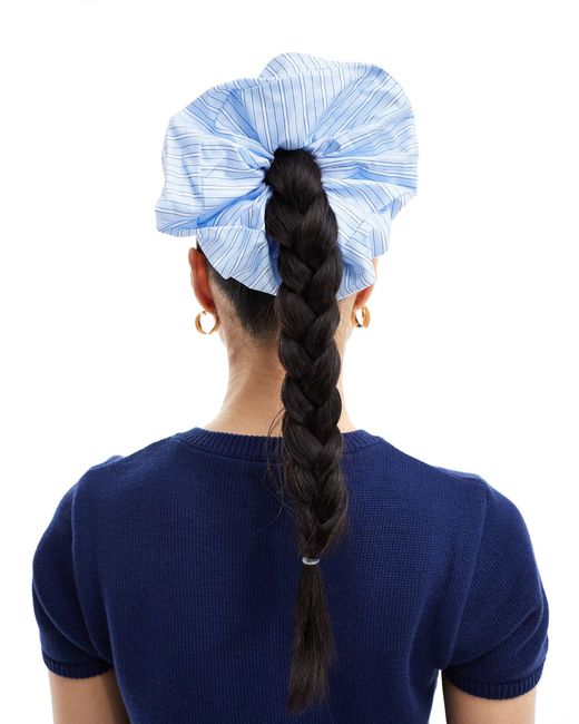 ASOS Blue Scrunchie Hair Tie With Stripe Design