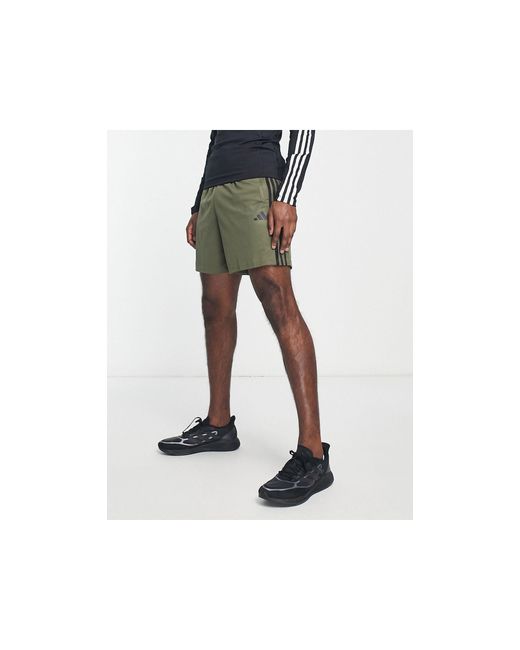 Pantalones cortos caqui con 3 rayas train essentials Adidas Originals de hombre de color Green