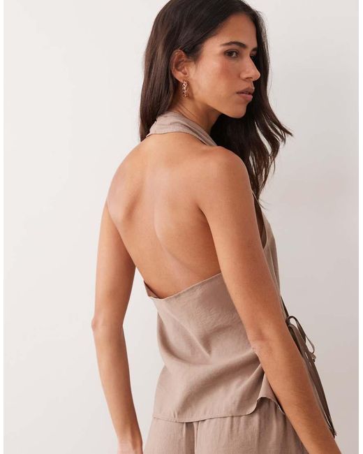 ASOS Brown Modal Look Tie Side Wrap Halter Top