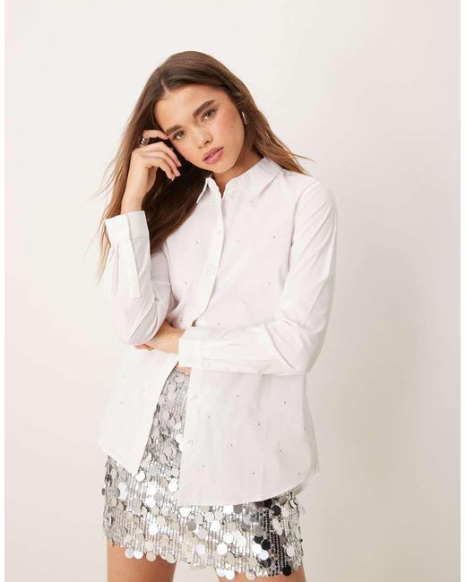 Camicia Bianca Con Borchie di Jdy in Natural