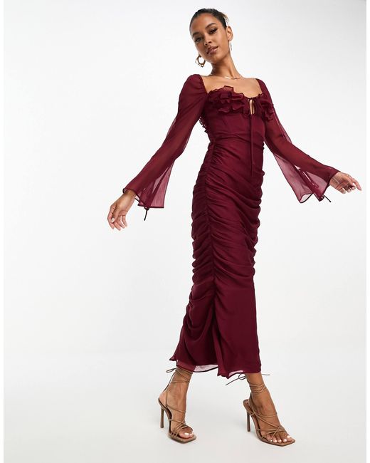 red milkmaid midi dress Red Poplin Corset Dress: Milkmaid Cottagecore Midi Dress