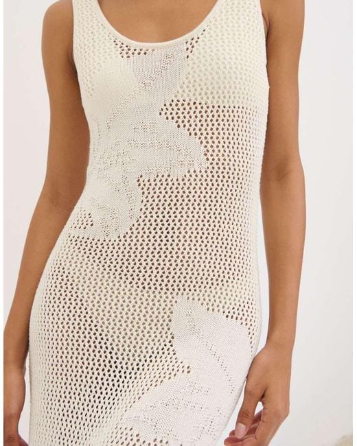 Pretty Lavish White Floral Open Knit Scoop Maxi Dress